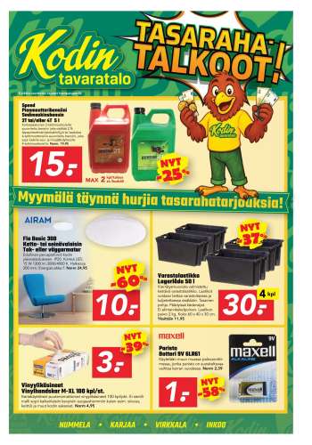 Kodintavaratalo tarjoukset  - 15.09.2025 - 28.09.2025.
