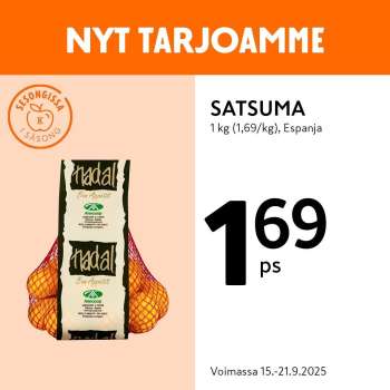 K-market tarjoukset  - 15.09.2025 - 21.09.2025.