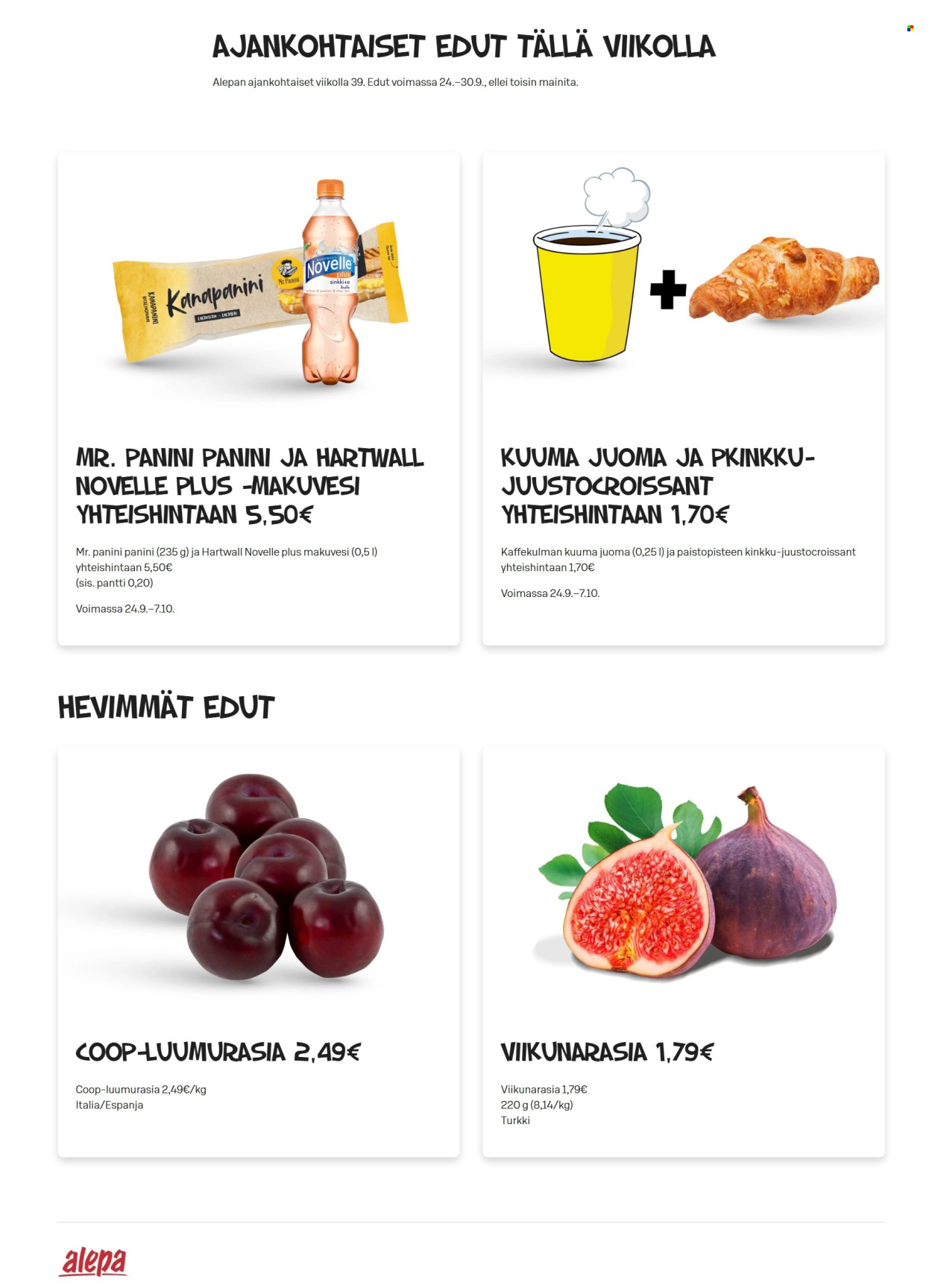 Alepa tarjoukset - 24.09.2025 - 30.09.2025. Sivu 1