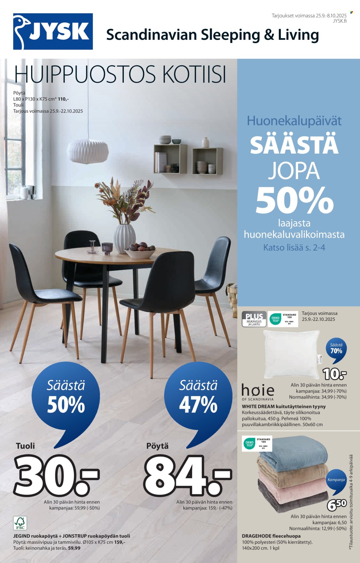 JYSK tarjoukset - 25.09.2025 - 08.10.2025. Sivu 1