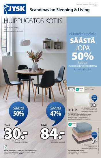 JYSK tarjoukset  - 25.09.2025 - 08.10.2025.