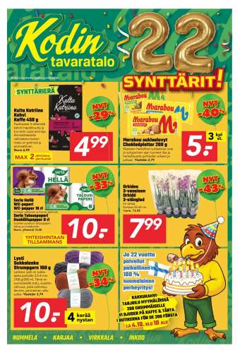 Kodintavaratalo tarjoukset  - 29.09.2025 - 08.10.2025.