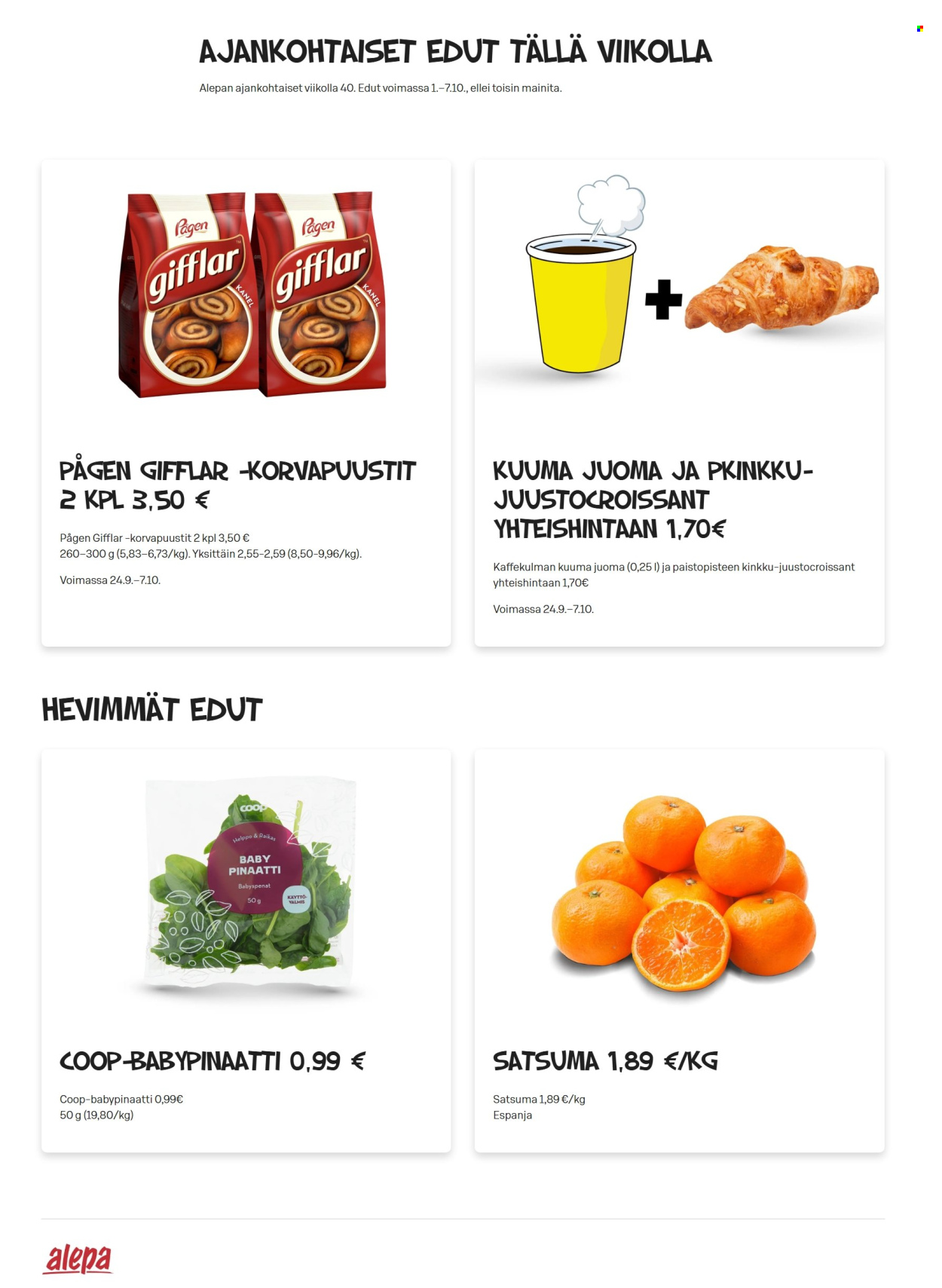 Alepa tarjoukset - 01.10.2025 - 07.10.2025. Sivu 1