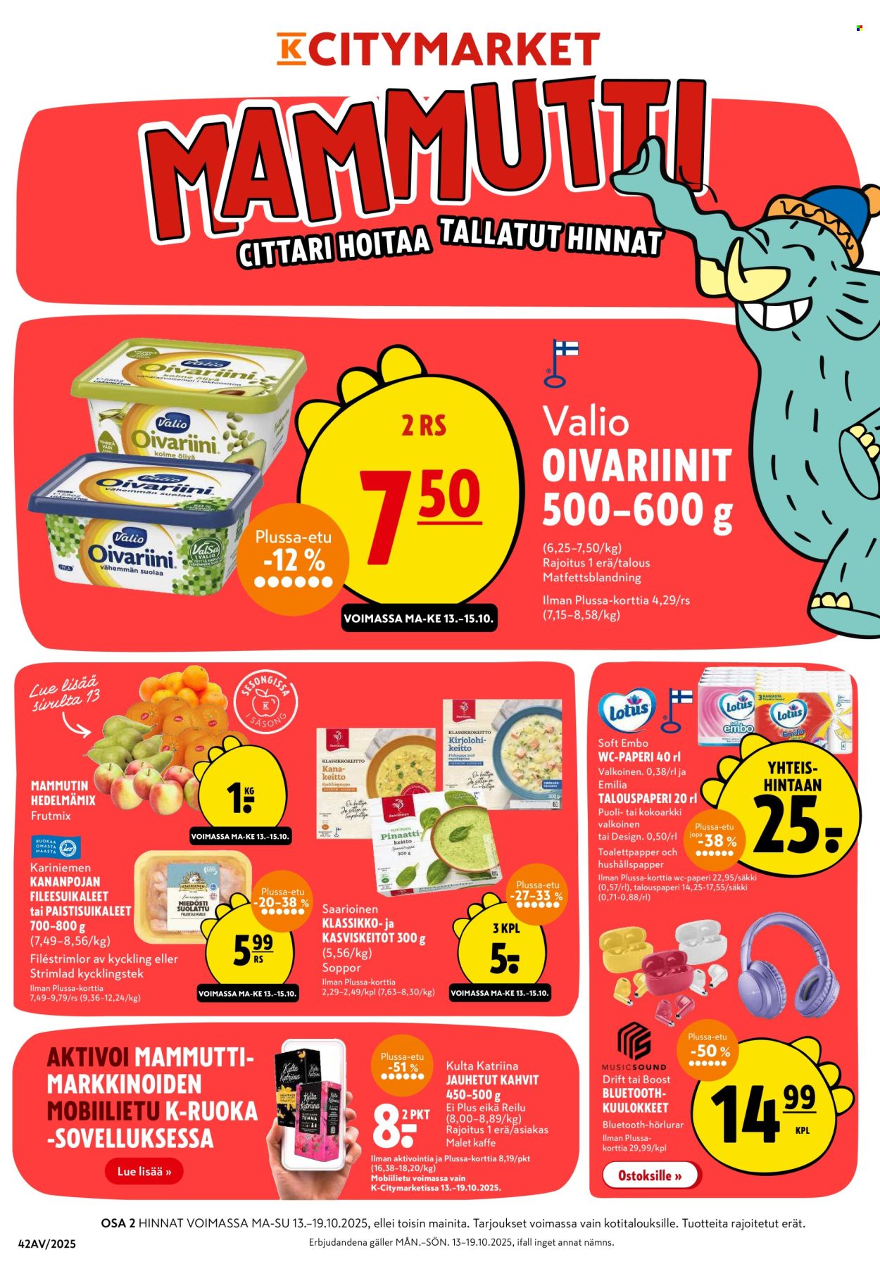 K-citymarket tarjoukset - 13.10.2025 - 19.10.2025. Sivu 1