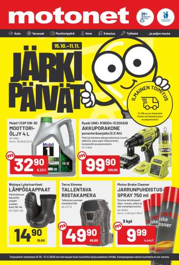 Motonet tarjoukset  - 15.10.2025 - 11.11.2025.