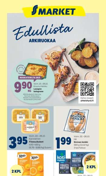 S-market tarjoukset  - 22.10.2025 - 26.10.2025.