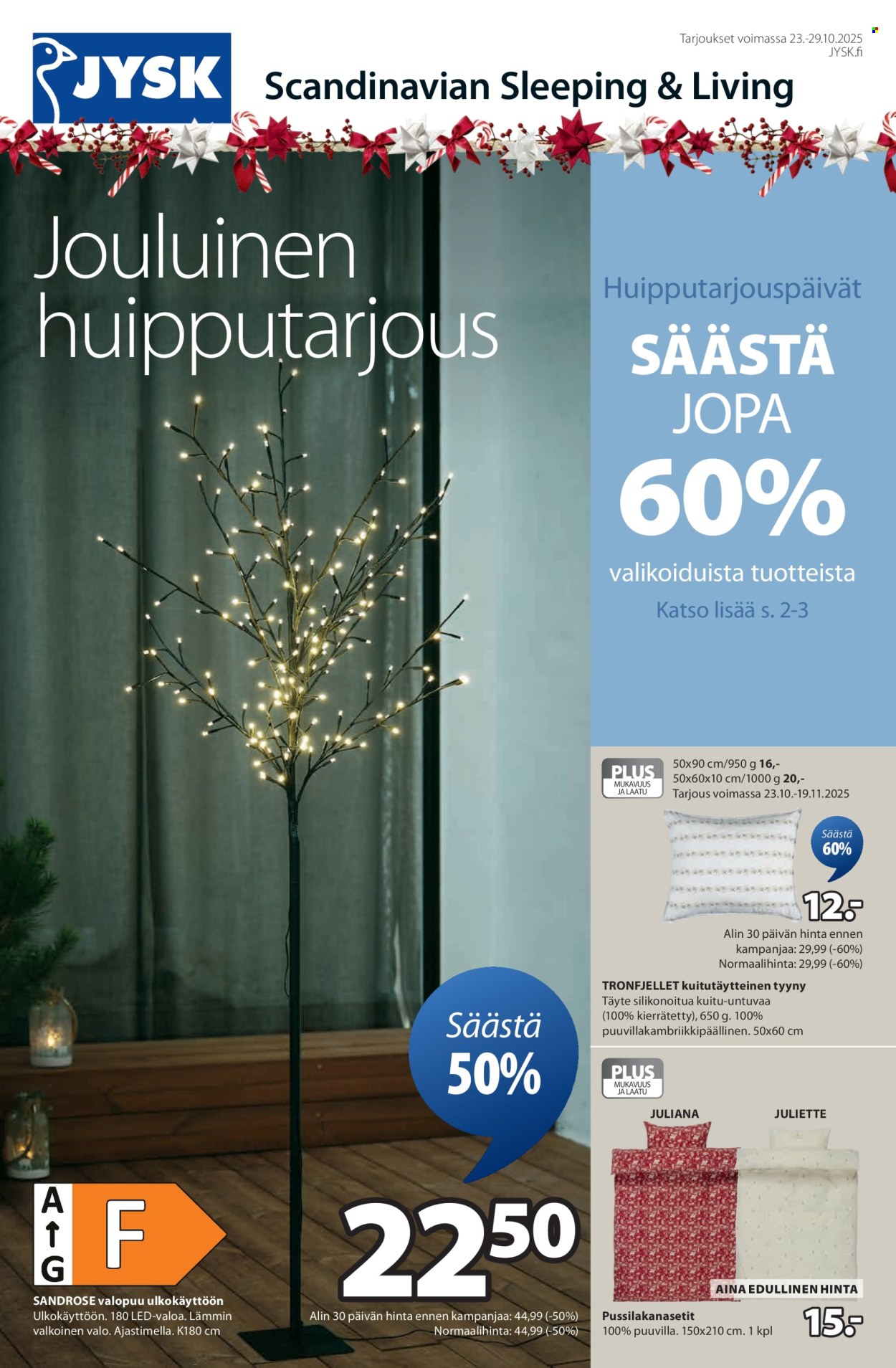 JYSK tarjoukset - 23.10.2025 - 29.10.2025. Sivu 1