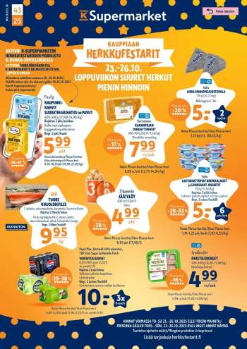 K-Supermarket tarjoukset  - 23.10.2025 - 26.10.2025.