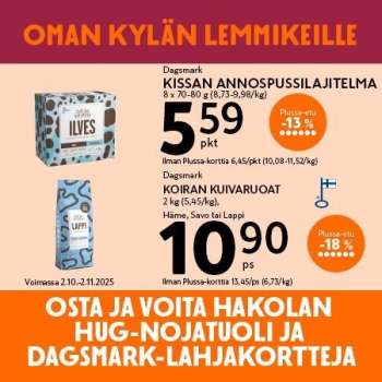 K-market tarjoukset  - 28.08.2025 - 02.11.2025.