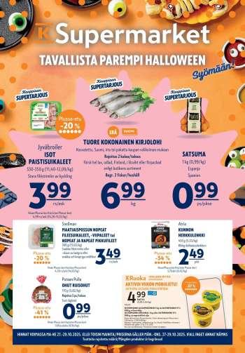 K-Supermarket tarjoukset  - 27.10.2025 - 29.10.2025.