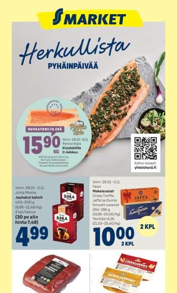 S-market tarjoukset  - 29.10.2025 - 02.11.2025.
