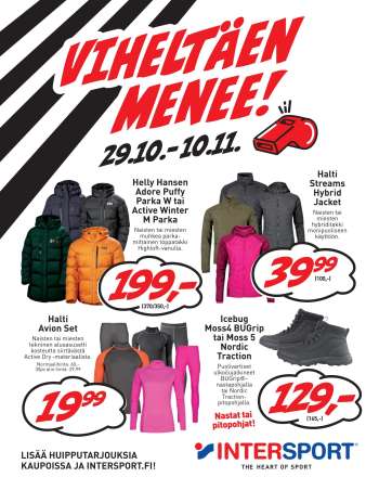 Intersport tarjoukset  - 29.10.2025 - 10.11.2025.