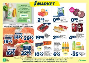 S-market tarjoukset  - 29.10.2025 - 02.11.2025.