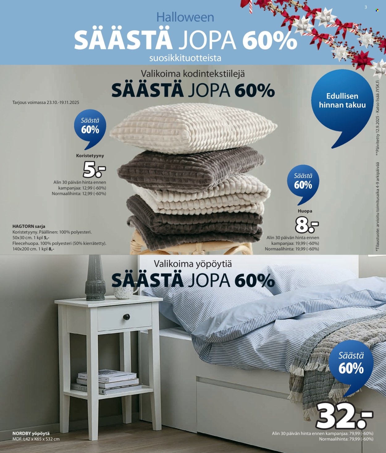JYSK tarjoukset - 30.10.2025 - 05.11.2025. Sivu 3