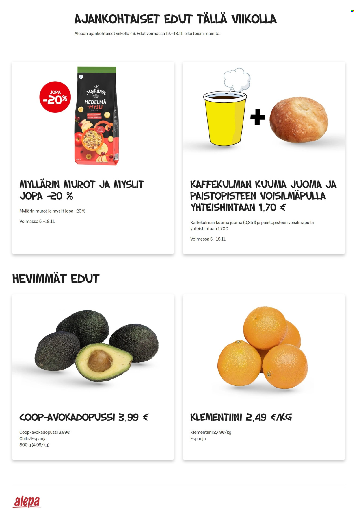 Alepa tarjoukset - 12.11.2025 - 18.11.2025. Sivu 1