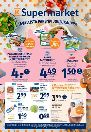 K-Supermarket tarjoukset  - 17.11.2025 - 19.11.2025.