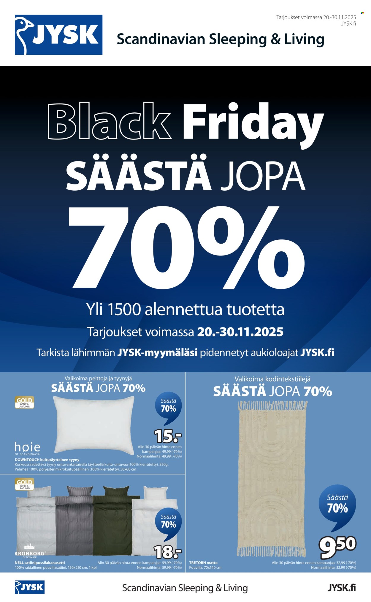 JYSK tarjoukset - 20.11.2025 - 30.11.2025. Sivu 1