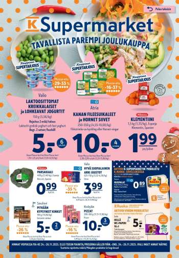 K-Supermarket tarjoukset  - 24.11.2025 - 26.11.2025.