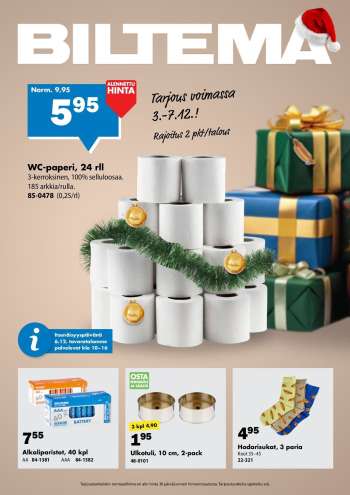 Biltema tarjoukset  - 03.12.2025 - 07.12.2025.