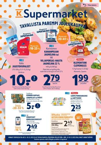 K-Supermarket tarjoukset  - 08.12.2025 - 10.12.2025.
