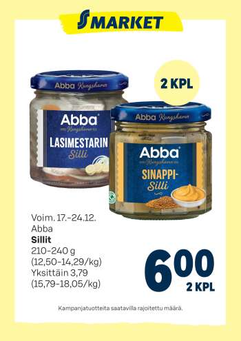 S-market tarjoukset  - 17.12.2025 - 24.12.2025.