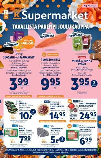 K-Supermarket tarjoukset  - 18.12.2025 - 26.12.2025.