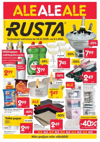 Rusta tarjoukset  - 24.12.2025 - 04.01.2026.