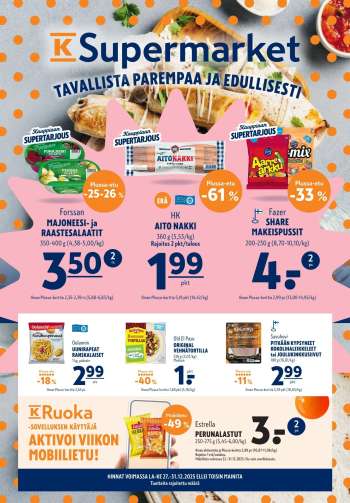 K-Supermarket tarjoukset  - 27.12.2025 - 31.12.2025.
