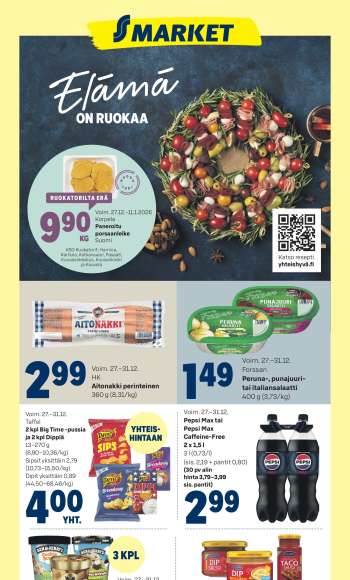 S-market tarjoukset  - 27.12.2025 - 31.12.2025.