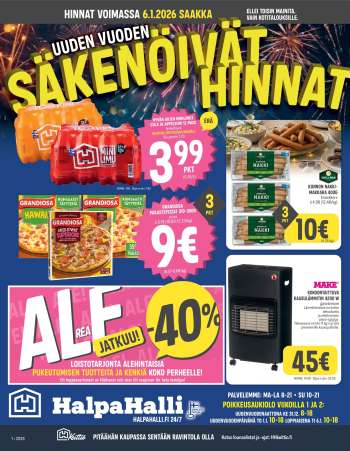 HalpaHalli tarjoukset  - 29.12.2025 - 06.01.2026.