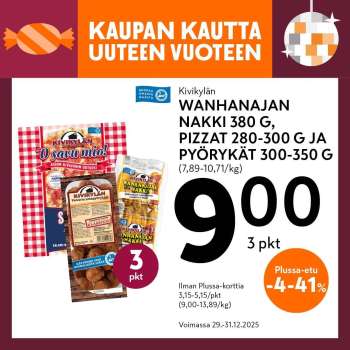 K-market tarjoukset  - 29.12.2025 - 31.12.2025.