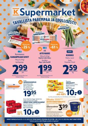 K-Supermarket tarjoukset  - 29.12.2025 - 31.12.2025.