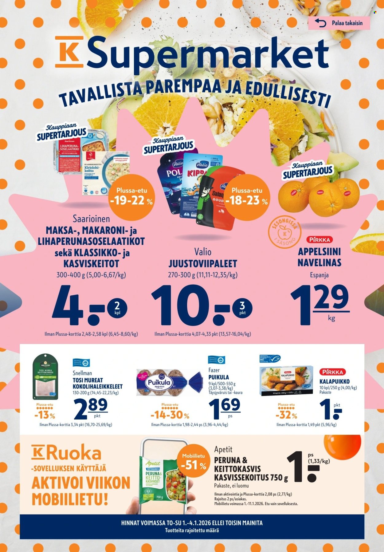 K-Supermarket tarjoukset - 01.01.2026 - 04.01.2026. Sivu 1