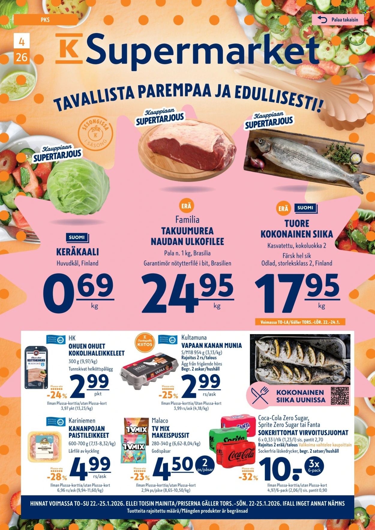 K-Supermarket tarjoukset - 22.01.2026 - 25.01.2026. Sivu 1