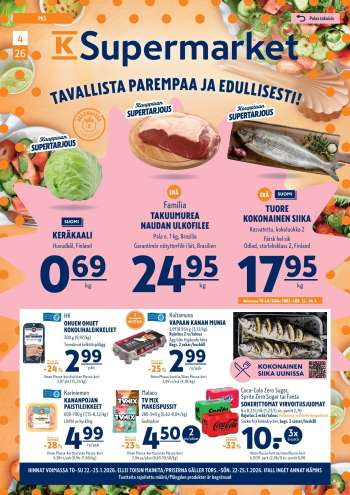K-Supermarket tarjoukset  - 22.01.2026 - 25.01.2026.