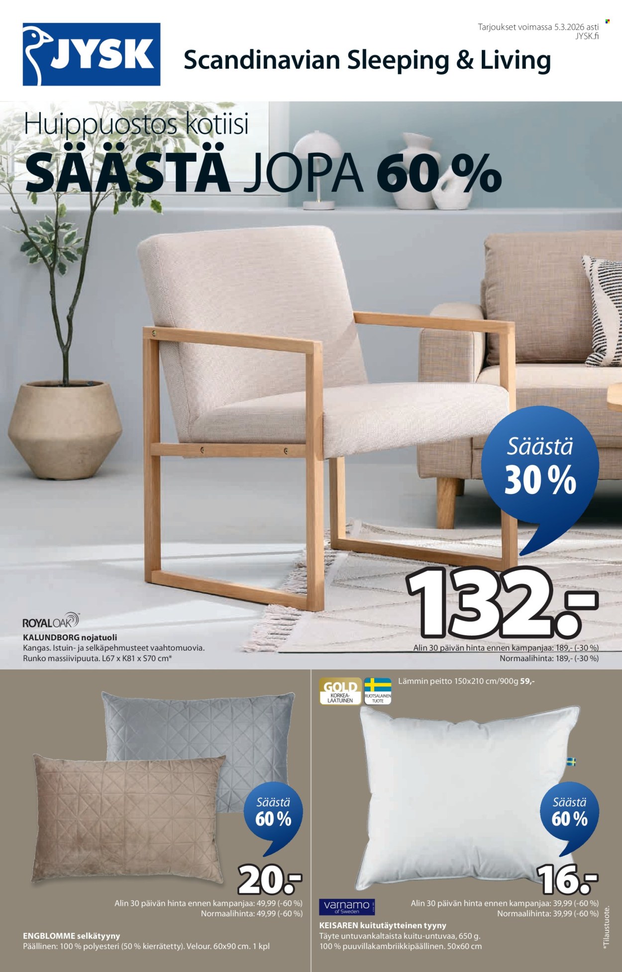 JYSK tarjoukset - 29.01.2026 - 05.03.2026. Sivu 1