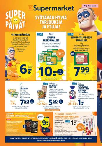 K-Supermarket tarjoukset  - 02.02.2026 - 04.02.2026.