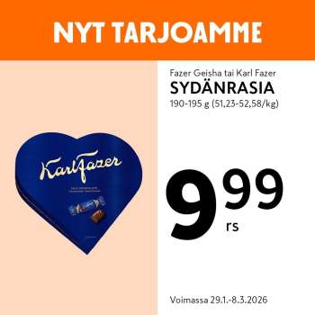 K-market tarjoukset  - 29.01.2026 - 08.03.2026.
