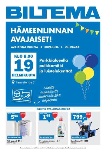 Biltema tarjoukset  - 19.02.2026 - 22.02.2026.