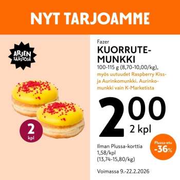K-market tarjoukset  - 09.02.2026 - 22.02.2026.