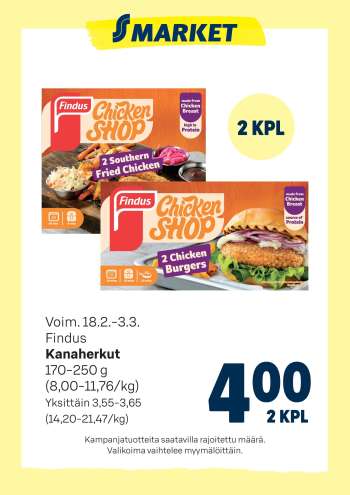 S-market tarjoukset  - 18.02.2026 - 03.03.2026.