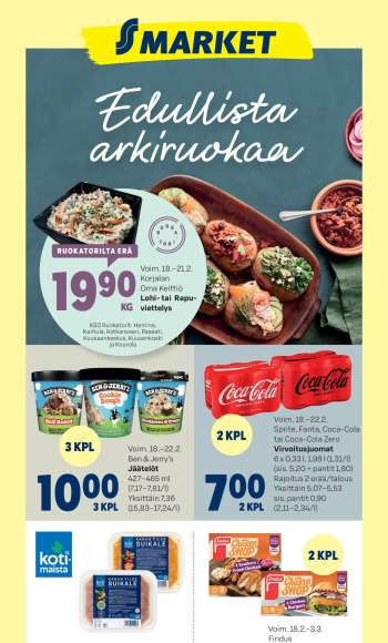S-market tarjoukset  - 18.02.2026 - 22.02.2026.