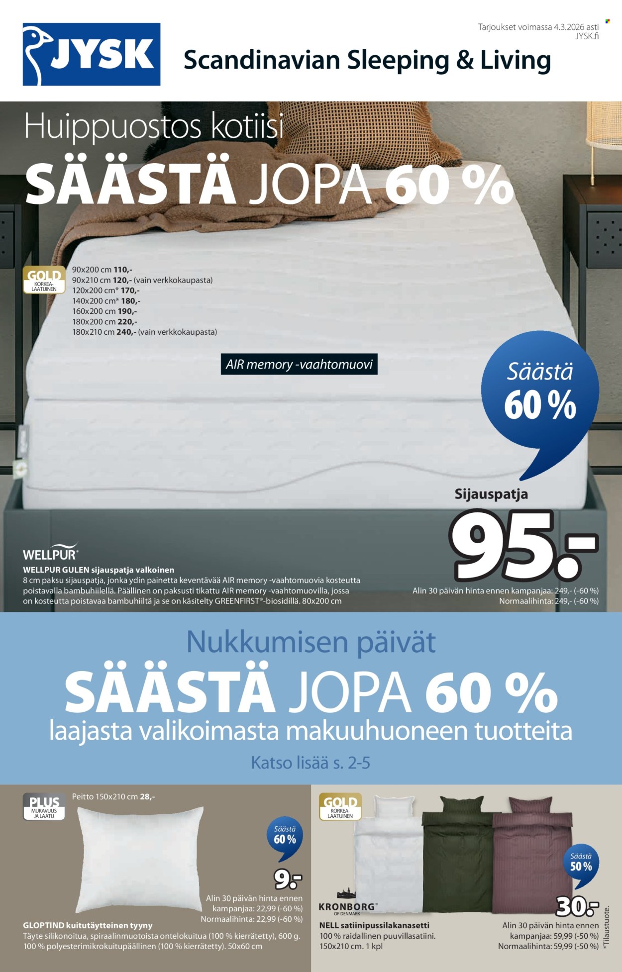 JYSK tarjoukset - 19.02.2026 - 04.03.2026. Sivu 1