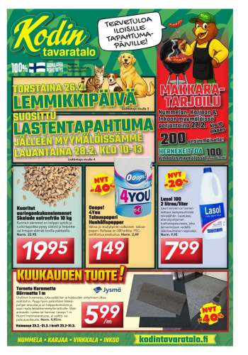 Kodintavaratalo tarjoukset  - 23.02.2026 - 08.03.2026.