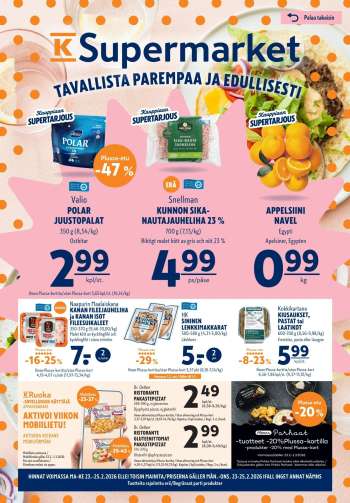 K-Supermarket tarjoukset  - 23.02.2026 - 25.02.2026.