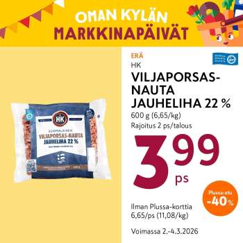 K-market tarjoukset  - 02.03.2026 - 04.03.2026.