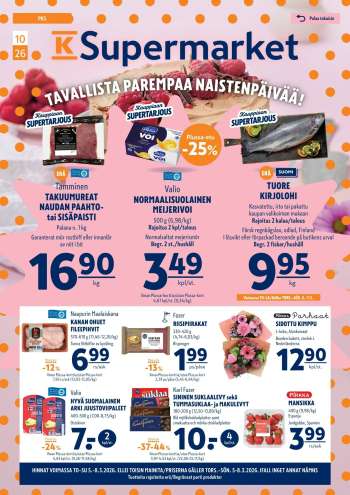 K-Supermarket tarjoukset  - 05.03.2026 - 08.03.2026.