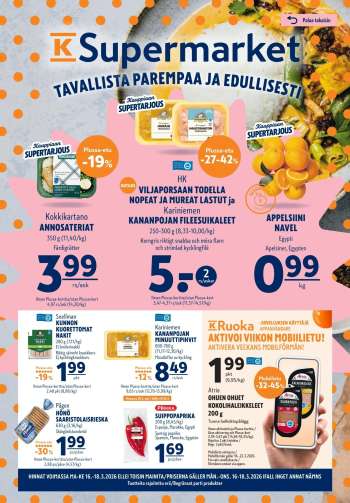 K-Supermarket tarjoukset  - 16.03.2026 - 18.03.2026.