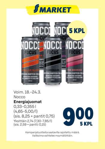 S-market tarjoukset  - 18.03.2026 - 24.03.2026.