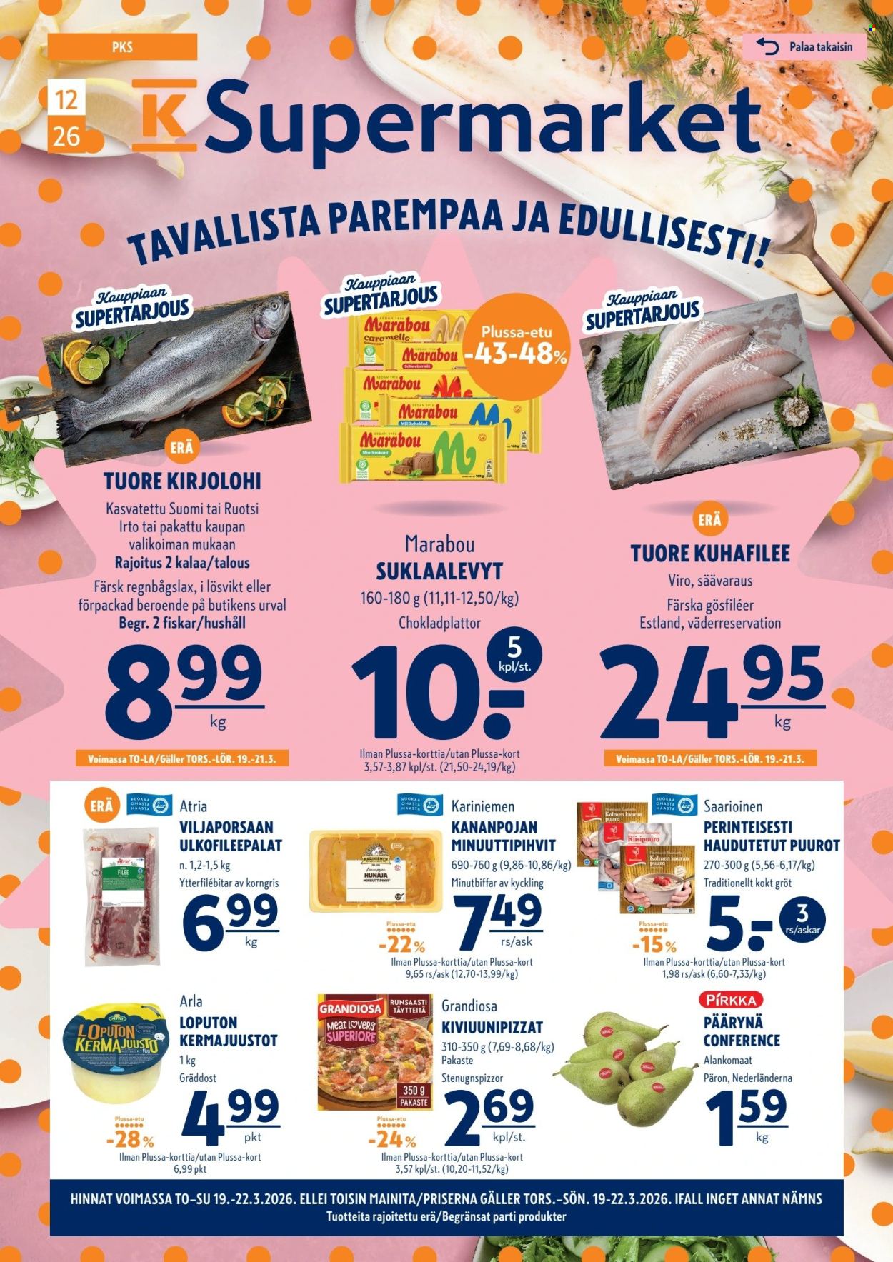 K-Supermarket tarjoukset - 19.03.2026 - 22.03.2026. Sivu 1